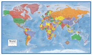 Typical pin board world map