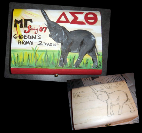 A gift for a friend, acrylic on wooden box. 2007.